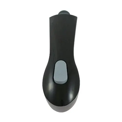 Küchenbrause in schwarzem Design mit grauem Knopf, geeignet als Ersatzteil von Kludi. Die Form ist ergonomisch und funktional gestaltet.